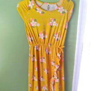 Girls Yellow Floral Maxi Dress Size L 14/16
